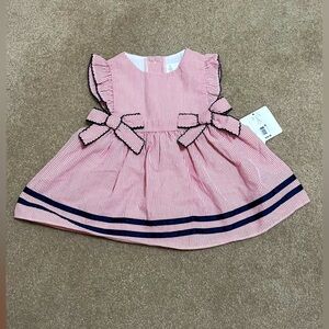 Striped Red and Navy Dress with Bows